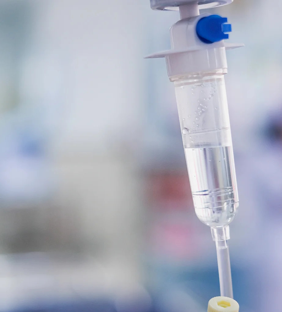 Close-up of a stem cell IV drip at iCRYO Clifton Park